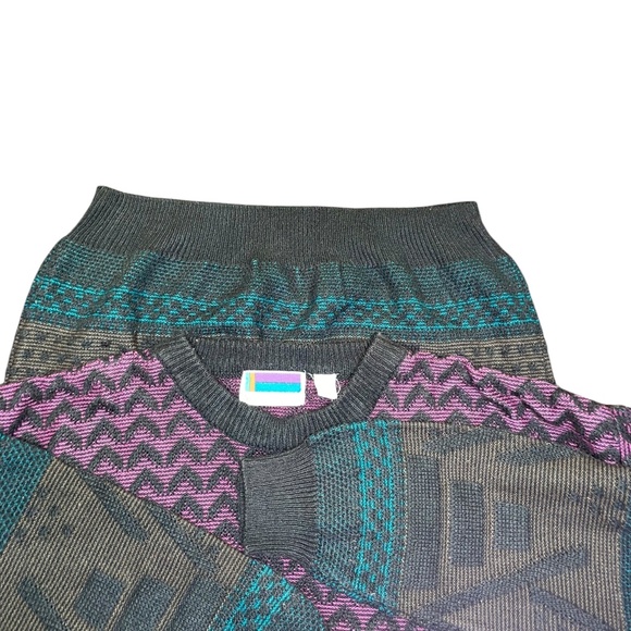 Sweater Graphix Pullover Crewneck 90's Knitted Sweater Geometric Pattern Sz XL - Picture 4 of 8